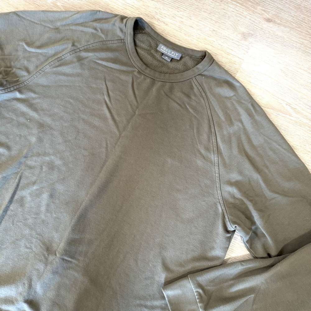 Free Fly Green Long Sleeve‎ Lightweight Crewneck Pullover Bamboo Sweater Size XL
